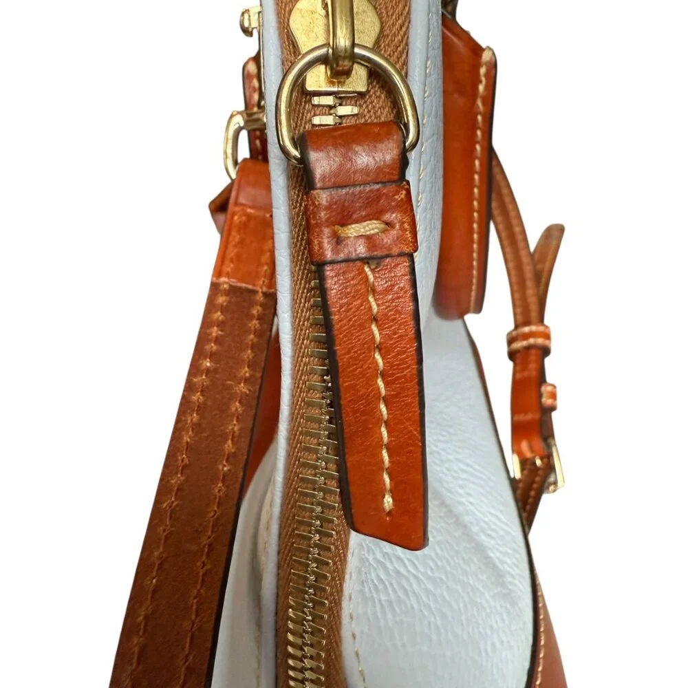 Dooney & Bourke pebble grain zip zip leather satchel crossbody light blue
